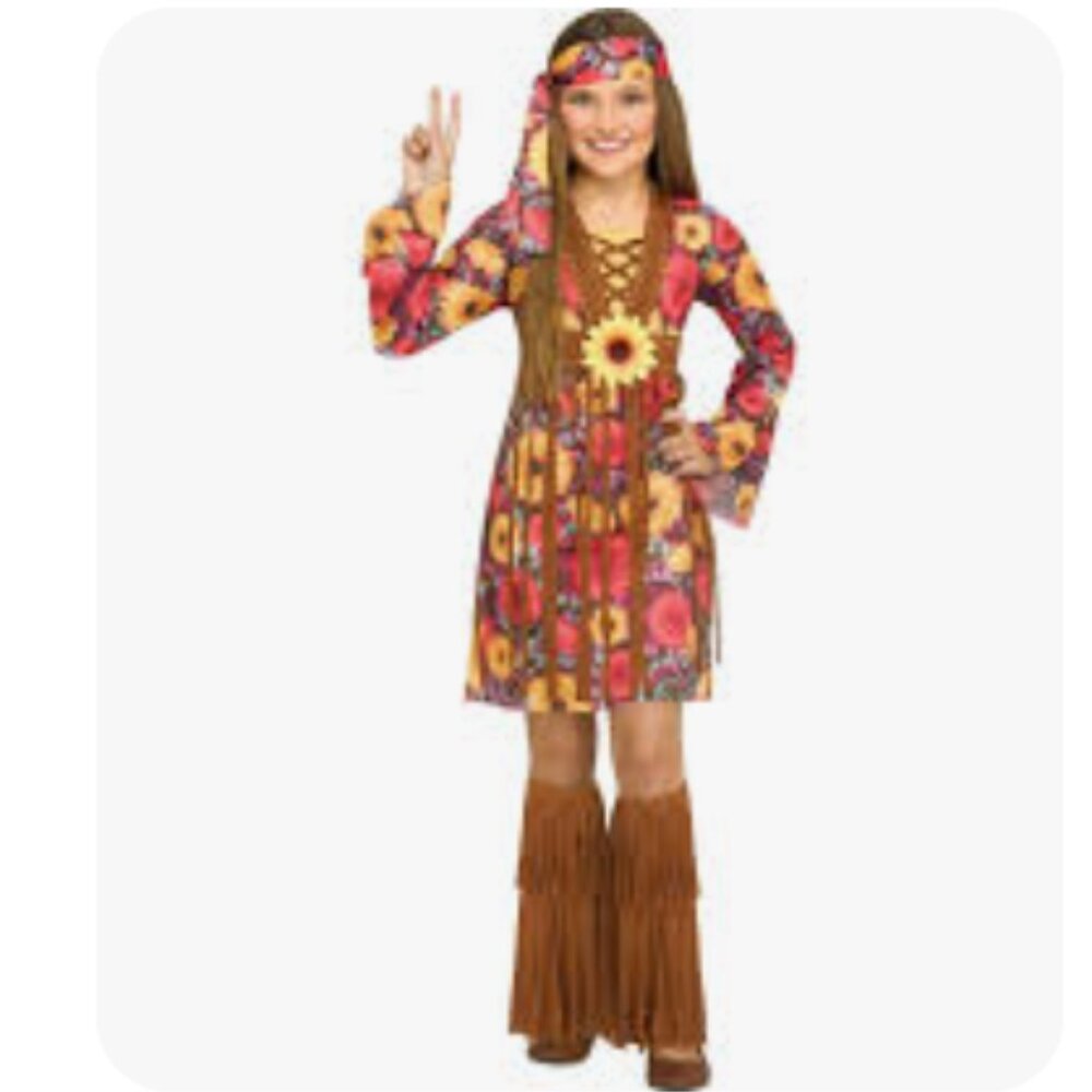☮️ NEW- KIDS Flower Power Hippie Costume Size Small 4/6